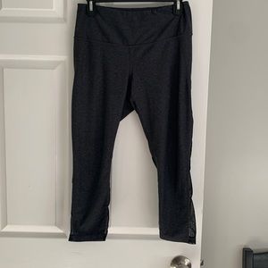 Dark grey capri leggings with mesh